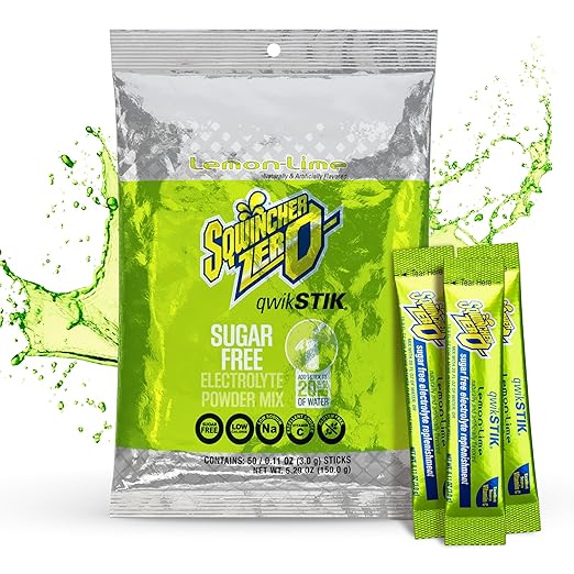 Sqwincher Quik Stik Zero Oral Electrolyte Solution Lemon-Lime Flavor 0.11 oz. Packet 50 Ct