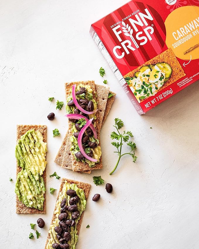 Finn Crisps Rye Crispbread with Caraway 7oz | Thin, Crispy Rye Flatbreads with Caraway | Authentic