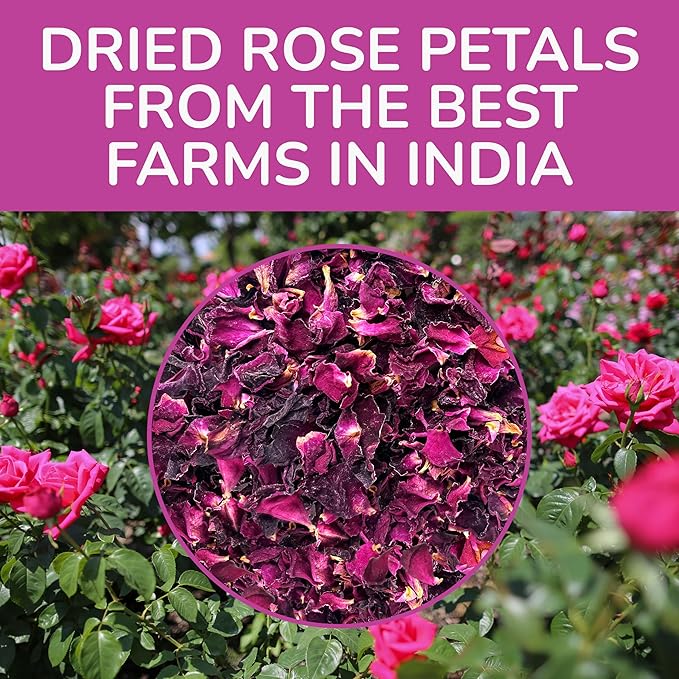 BREWIX, Pure Dried Rose Petals Loose Tea (25+ Cups,1.76oz/50g) Edible Flowers for
