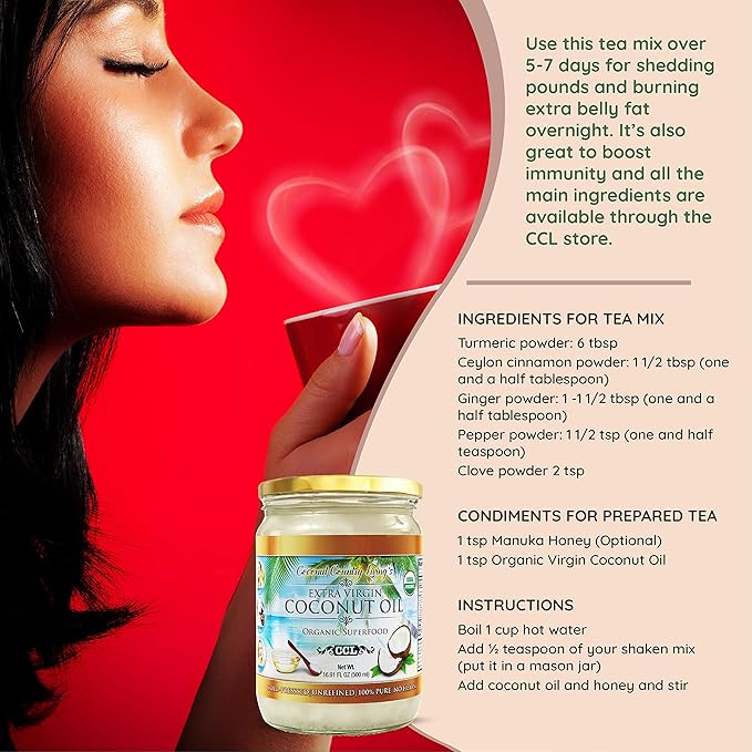 Organic Extra Virgin Coconut Oil - Unrefined Organic Cold Pressed | Ideal For Hair, Skin, Cooking