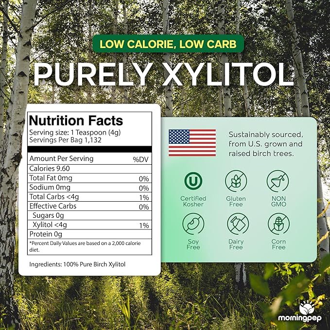 Morning Pep Pure Birch Xylitol (Keto Diet Friendly) Sweetener with no Aftertaste Bulk Size 10 LBs