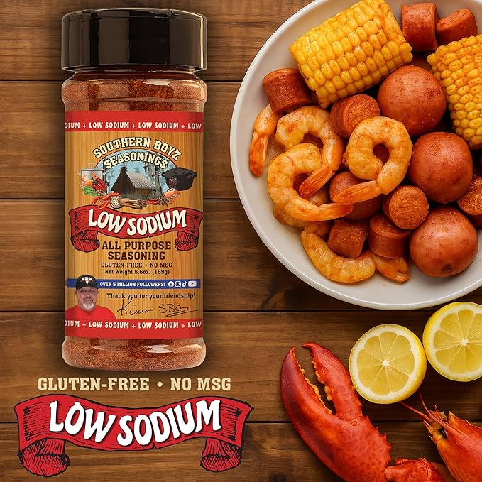 Southern Boyz Low Sodium All Purpose Cajun Creole Seasoning, 5.6 Ounce Shaker (No MSG Blend)