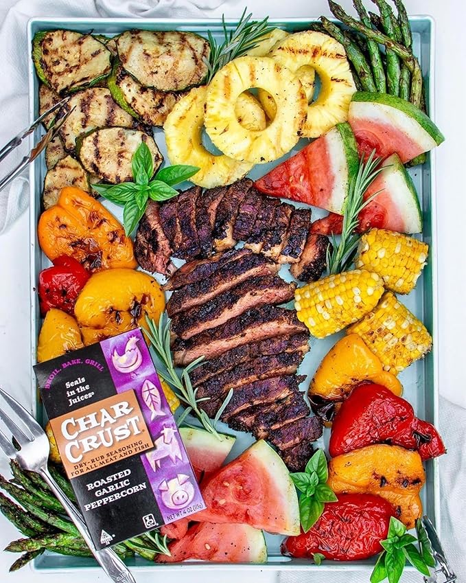 Char Crust Dry-Rub Seasonings Roasted Garlic Peppercorn | All-in-one seasonings | Perfect for