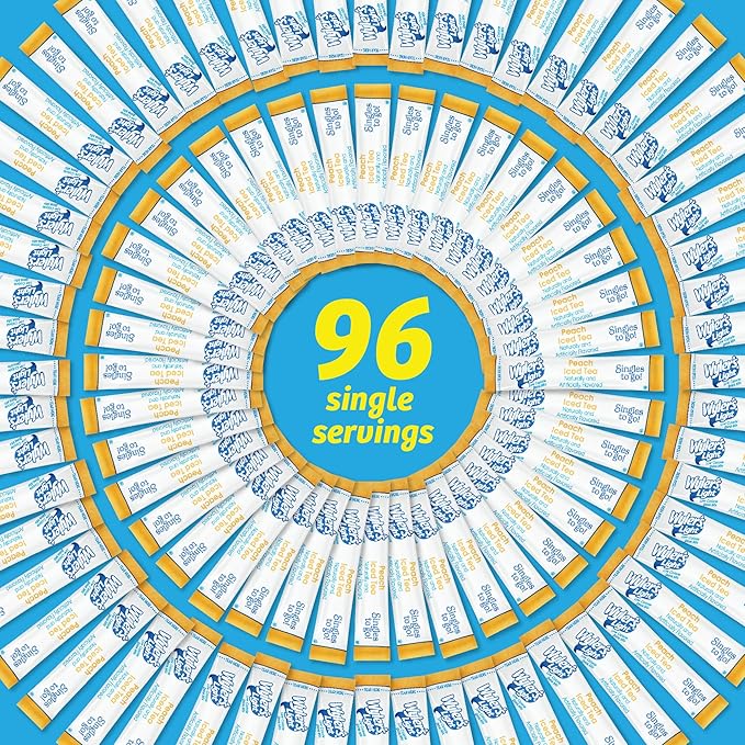 Wyler's Light Singles To Go Powder Packets, Water Drink Mix, 96 Single Servings, Peach Iced Tea, 7