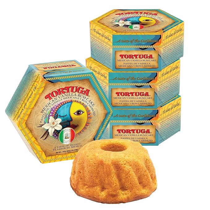 TORTUGA Caribbean Mexican Vanilla Rum Cake - 4 oz Caribbean Rum Cake - 4 Pack - The Perfect Premium