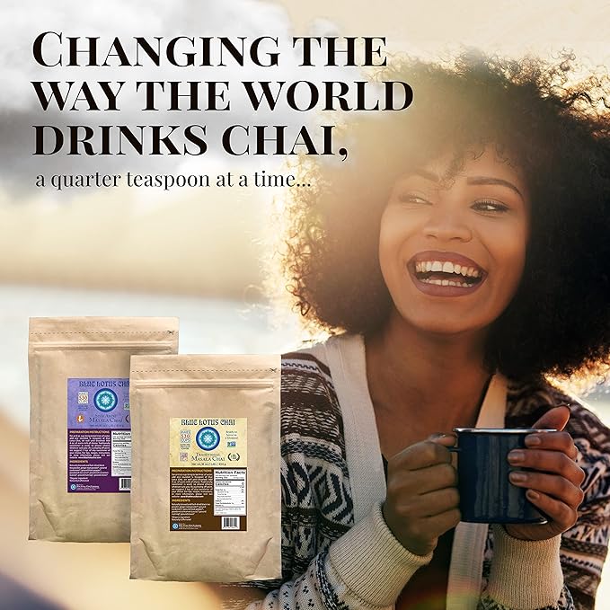 Blue Lotus Chai - Golden Masala Chai - Makes 530 Cups - 1 Pound Bulk Bag Masala Spiced Chai Powder