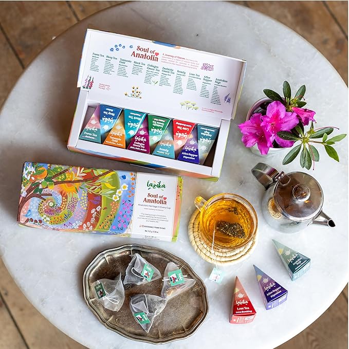 Lazika Tea Variety Pack with Lovely Presentation Box, Black, Green and Herbal Tea Sampler Gift Set