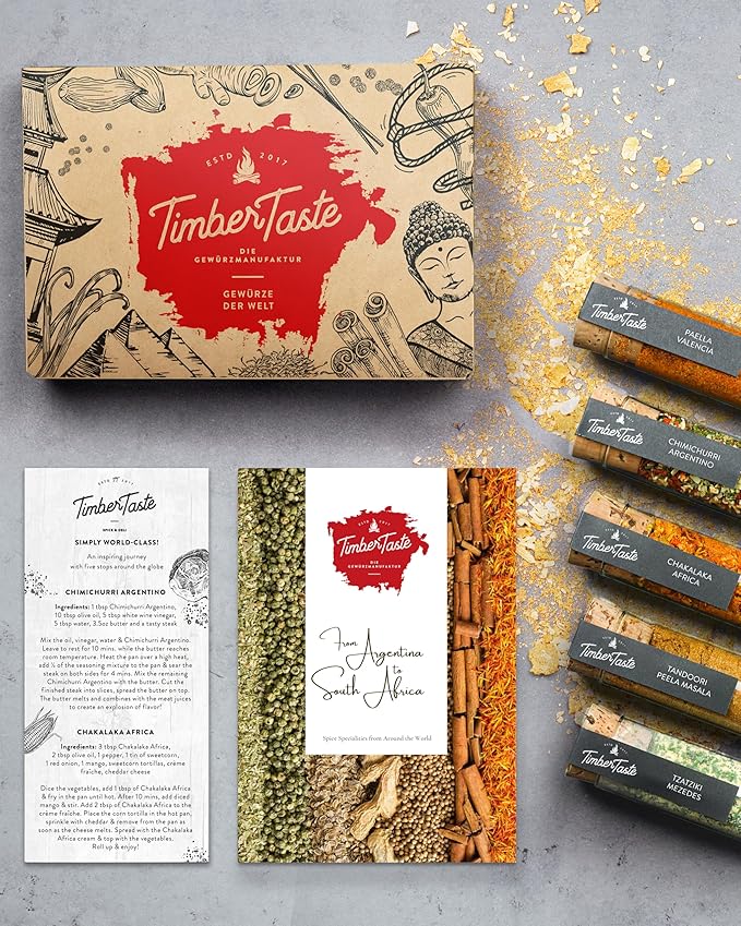 TIMBER TASTE® World Spice Gift Set - Collection of Gourmet International Spice Blends - World