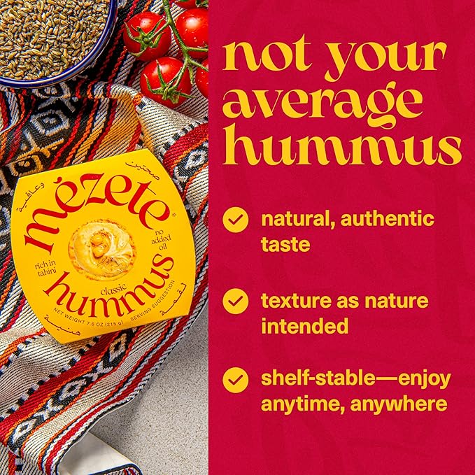Mezete Traditional Middle Eastern Hummus | 100% All Natural Dips and Spreads | Flavorful Tahini