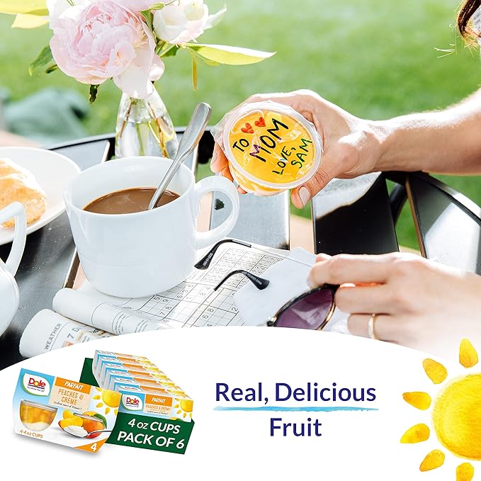 Dole Fruit Bowls Low Fat Peaches & Creme Parfait Snacks, 4.3oz 24 Total Cups, Gluten & Dairy Free