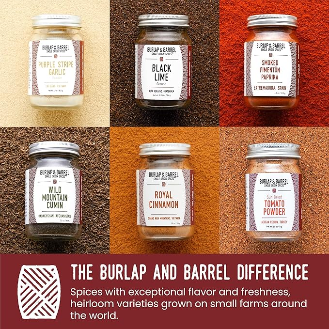 Burlap & Barrel 6-Pack Spice Gift Set ??6 Full-Size Jars of Favorite Spices for the Curious Cook