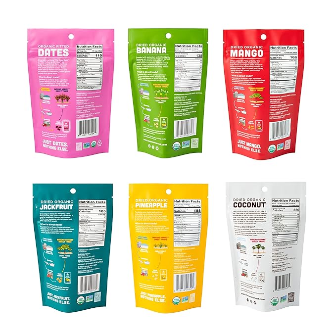 Mavuno Harvest Organic Dried Fruit Variety Pack | Dried Mango, Dates, Pineapple, Banana, Jackfruit