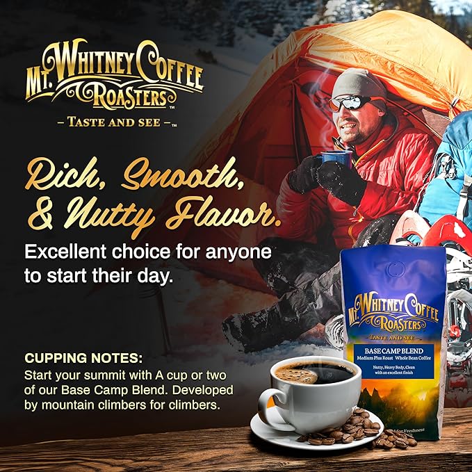 Mt. Whitney Coffee Roasters Base Camp Blend Medium Dark Roast Coffee, Low Acid, Ground, 5 lb (Pack