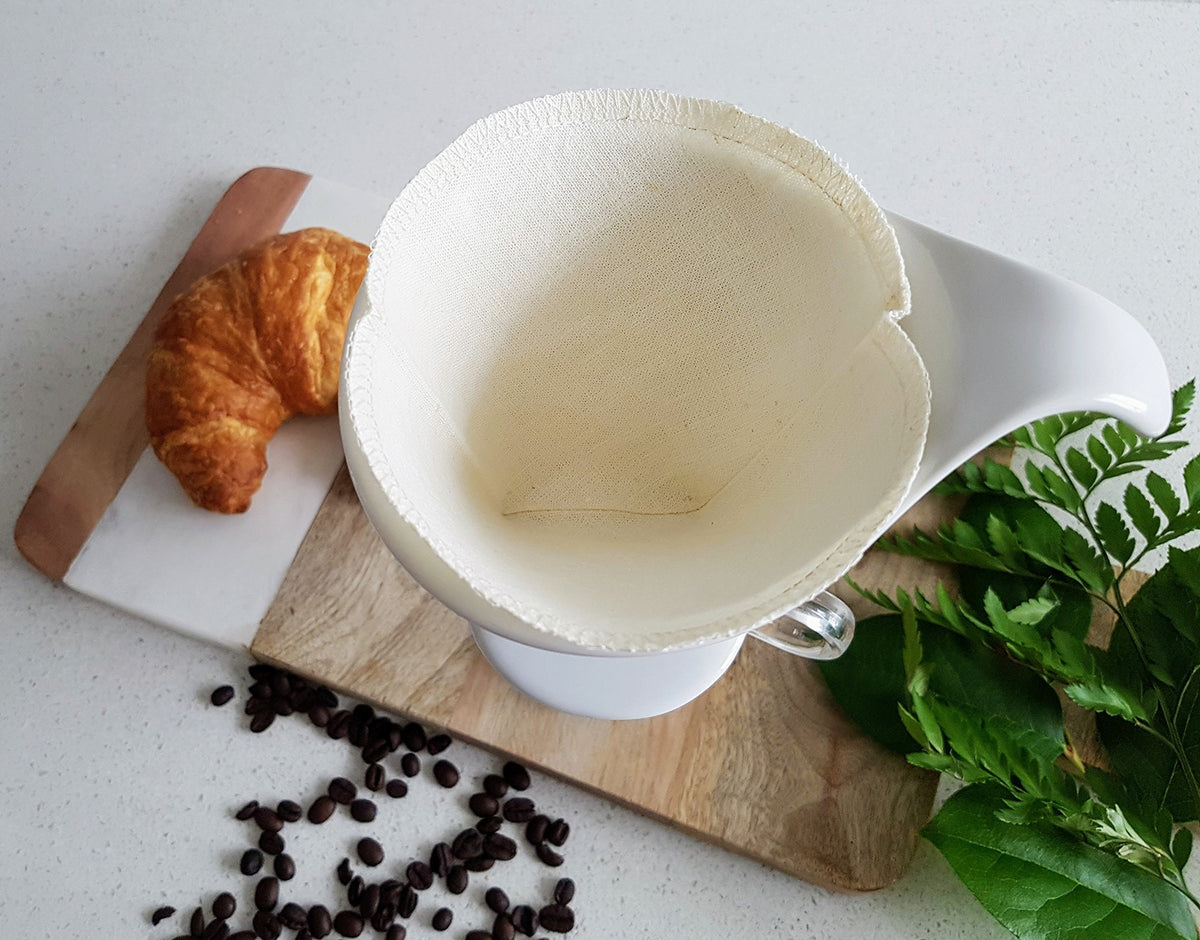 Cloth Reusable Cone Coffee Filter (Size #2) - Made in Canada of Hemp and Organic Cotton - Zero