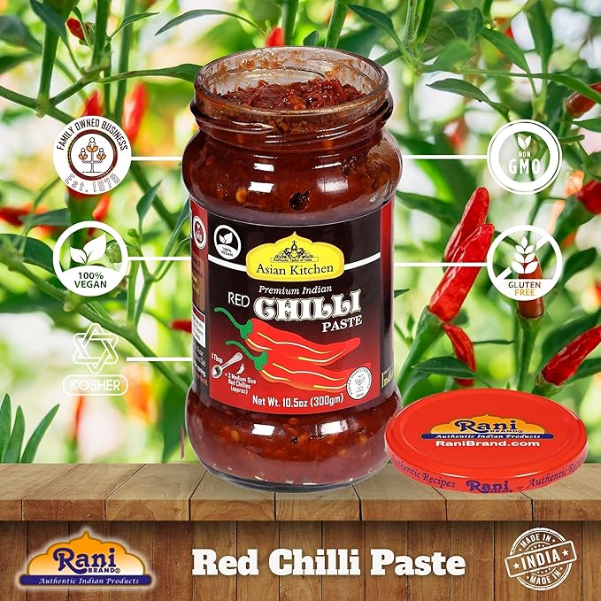 Asian Kitchen Red Chilli Cooking Paste 10.58oz (300g) Glass Jar ~ Vegan | Gluten Free | NON-GMO |