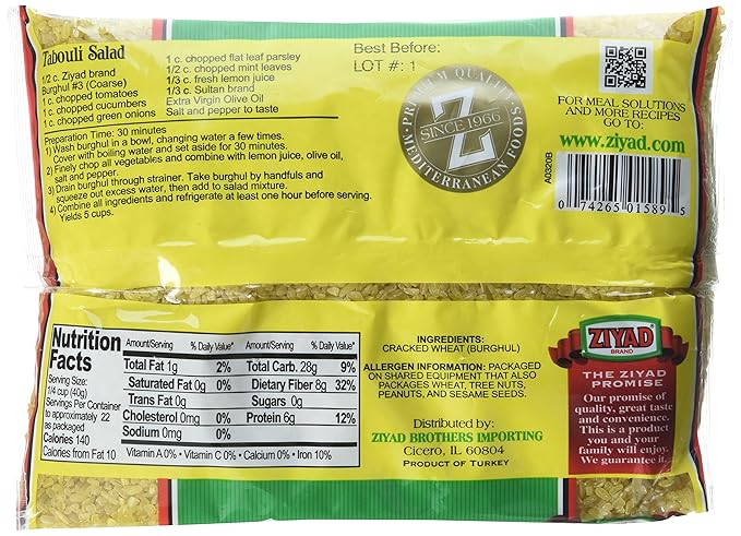 Ziyad Cracked Wheat Bulgur ??Fiber-Rich Whole Grain, Nutty Flavor & Chewy Texture ??Ideal for