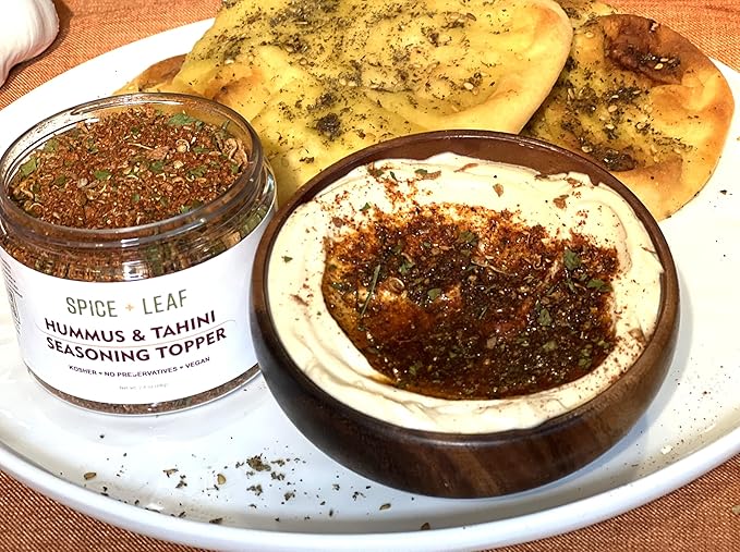 Premium Hummus & Tahini Seasoning Topper by SPICE + LEAF - Vegan Kosher Presticide Free - Spice