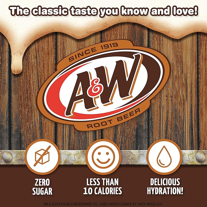 A&W, Root Beer ??Powder Drink Mix - (12 boxes, 72 sticks) ??Sugar Free & Delicious, Makes 72