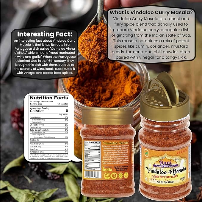 Rani Vindaloo Curry Masala Indian Spice Blend 3oz (85g) PET Jar ~ All Natural | Salt Free | Vegan |