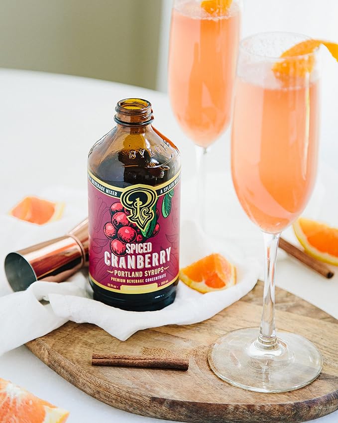 Portland Syrups Spiced Cranberry Syrup - Drink Mixer for Crafting Cocktails, Mocktails, & Seasonal