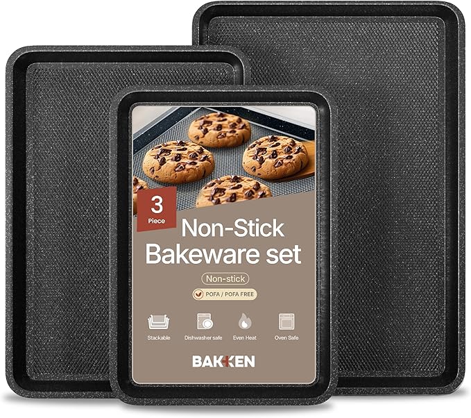 BAKKEN Kitchen Baking Pans - Small, Medium, and Large Cookie Pan (13.58×9.65, 15.75×11