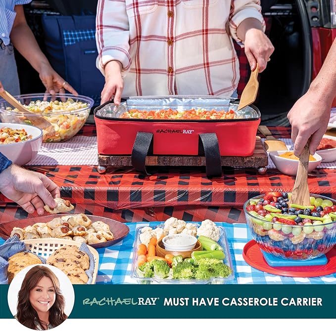 Rachael Ray Lasagna Lugger, Thermal Insulated Casserole Carrier for Hot or Cold Food, Lugger Tote
