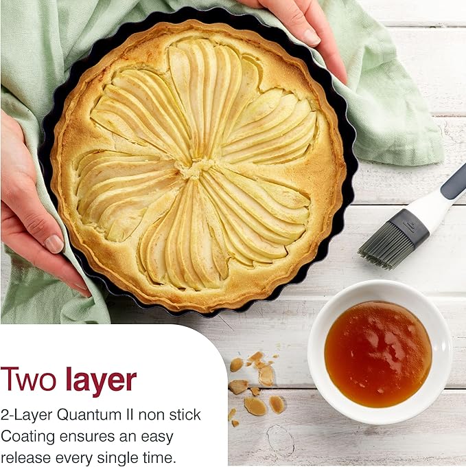 Zyliss E980197 Non-Stick Loose Base Tart Tin | 25cm/10in | Carbon Steel | Dark Blue | Cake