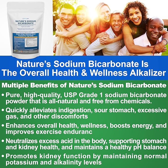 Nature’s Sodium Bicarbonate Organic Use Aluminum Free Baking Soda. No Chemical Pure Baking Soda
