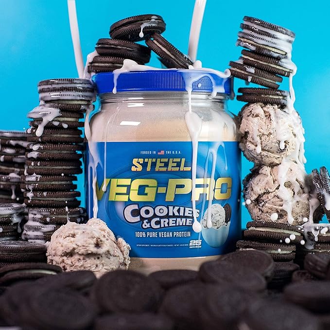 Steel Supplements Veg-PRO | Vegan Protein Powder, Cookies and Creme | 25 Servings (1.65lbs) |