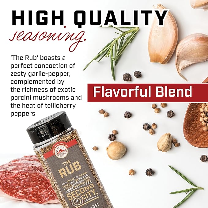The Rub Seasoning for Steaks, Burgers, Fish, Chicken, and Veggies 10oz 2-pack, A Seasoning Blend of