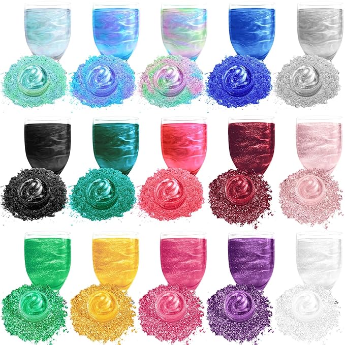 Edible Glitter - 15 Popular Colors Edible Glitter for Cocktails, Food Grade Luster Dust, Iridescent