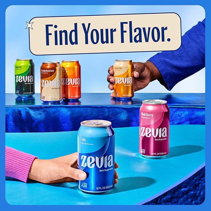 Zevia Zero Sugar Soda, Vanilla Cola, 12 oz Cans (24-Pack) ??Naturally Sweetened, Non-GMO Project