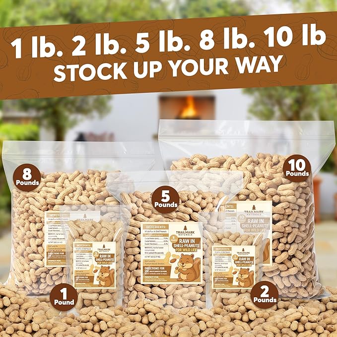25 LB - Raw Peanuts For Squirrels, Raw In Shell Peanuts For Birds and Wildlife- Squirrel Food, Wild