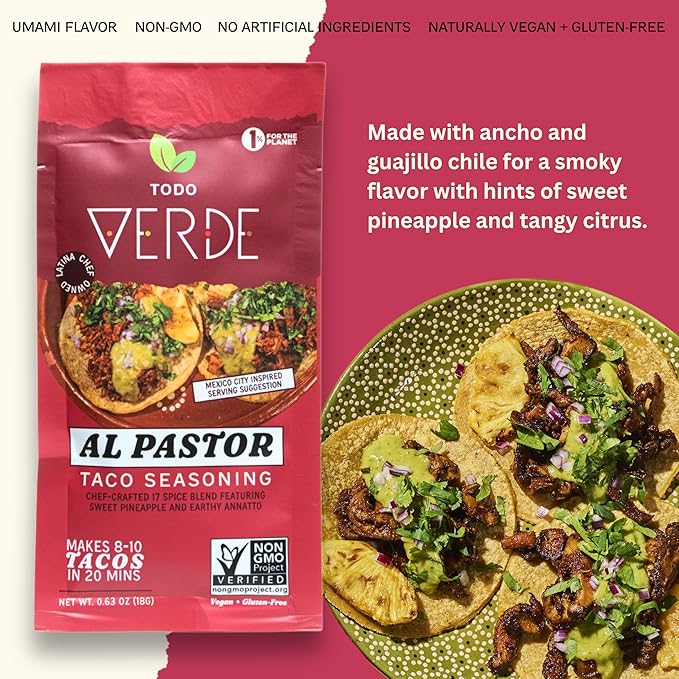 Al Pastor Healthy Taco Seasoning Packets - Todo Verde Mexican Seasoning Mix | Chef Curated Taco