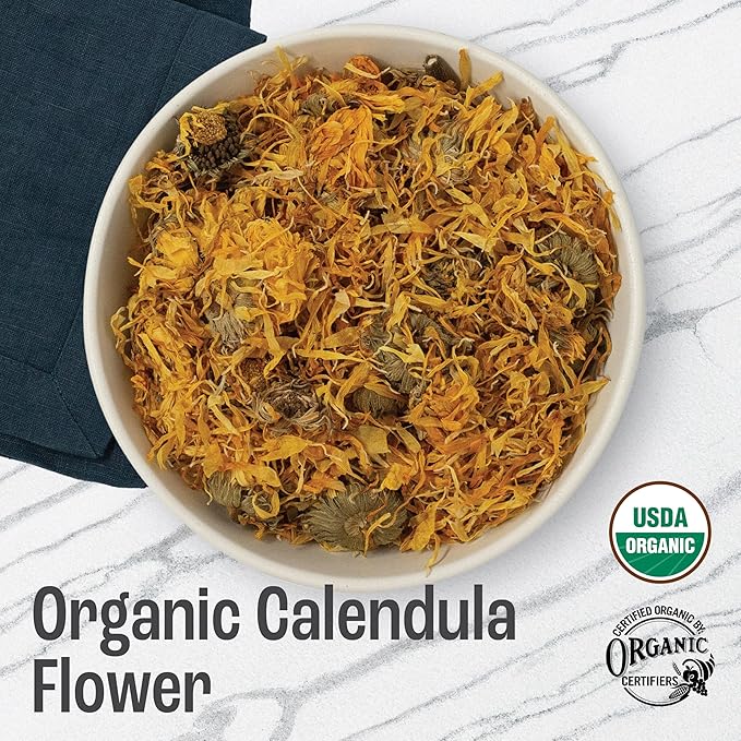 J Mac Botanicals, Organic Calendula Flower (16 ounce), whole dried flowers and petals, loose leaf