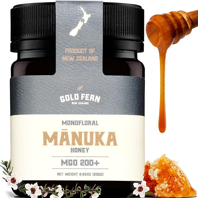 Gold Fern Honey - Raw New Zealand Manuka Honey | 8.8oz MGO 200+ | Pure, Natural, Unpasteurized, and