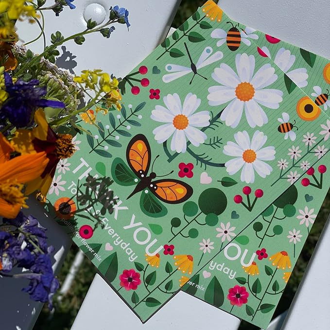 Bentley Seed Co. Thank You Packet - Pollinator Flower Mix - 25 Seed Packets - Perfect Eco-Friendly