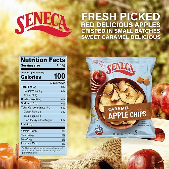 Seneca Caramel Apple Chips | Made from Fresh Apples | 100% Red Delicious Apples | Yakima Valley