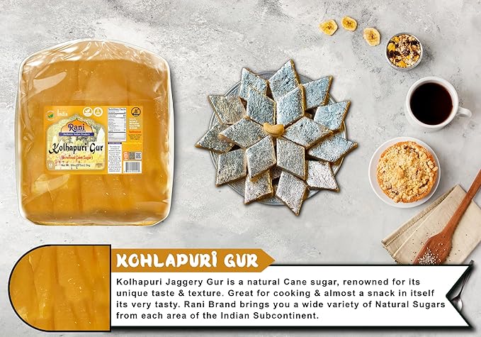 Rani Kolhapuri Gur (Jaggery) 175oz (11lbs) 5kg ~ Unrefined Cane Sugar, No Color added, Gluten