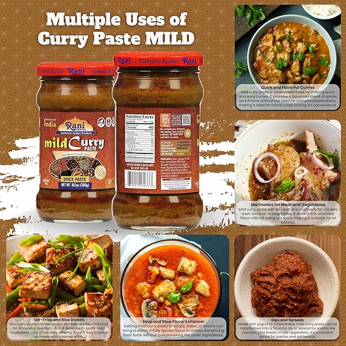 Rani Curry Paste MILD (Spice Paste) 10.5oz (300g) Glass Jar ~ No Colors | All Natural | NON-GMO |