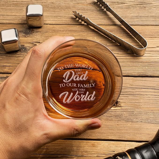 Whiskey Rocks Glass Father's Day Gift For Dad,14.2 Oz Old Fashioned Glasses Scotch, Birthday Gifts
