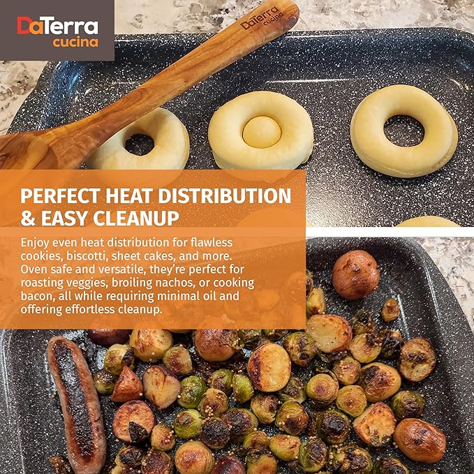 DaTerra Cucina - Nonstick Ceramic Coated Baking Sheet Twin Pack – 16" x 11" x 1" Professional