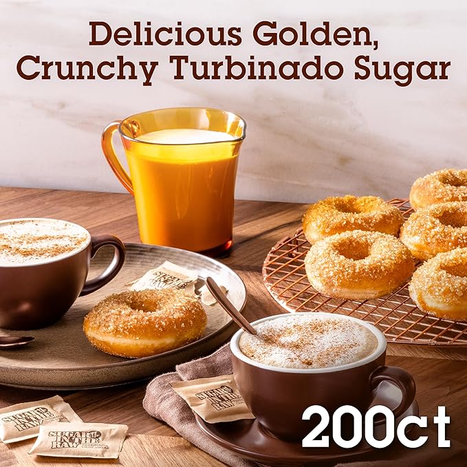 Sugar In The Raw Turbinado Cane Sugar Packets, 200 Ct Box, 1 Pack, Pure, All-Natural Turbinado
