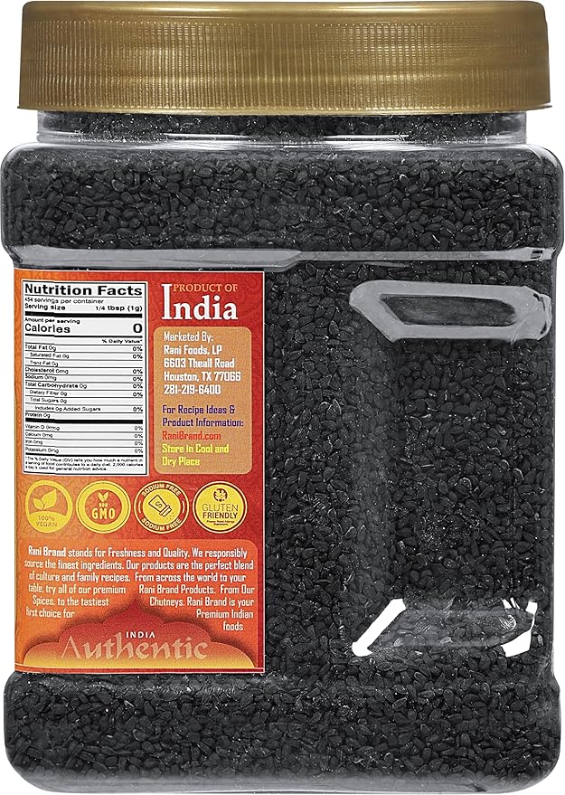 Rani Kalonji (Black Seed, Nigella Sativa, Black Cumin) Seeds 16oz (1lb) 454g PET Jar ~ All Natural