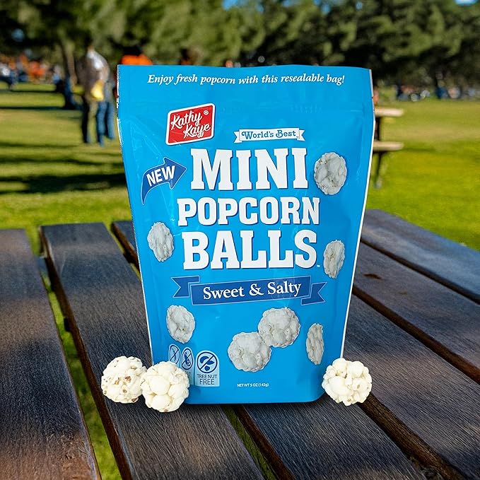 Kathy Kaye Mini Popcorn Balls | Sweet & Salty Bite-Sized Snacks | Light, Crisp & Delicious | 6-Pack