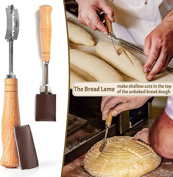 Sourdough Bread Baking Supplies Starter Kit, Banneton Proofing Basket Set: Round 9" & Oval 10"