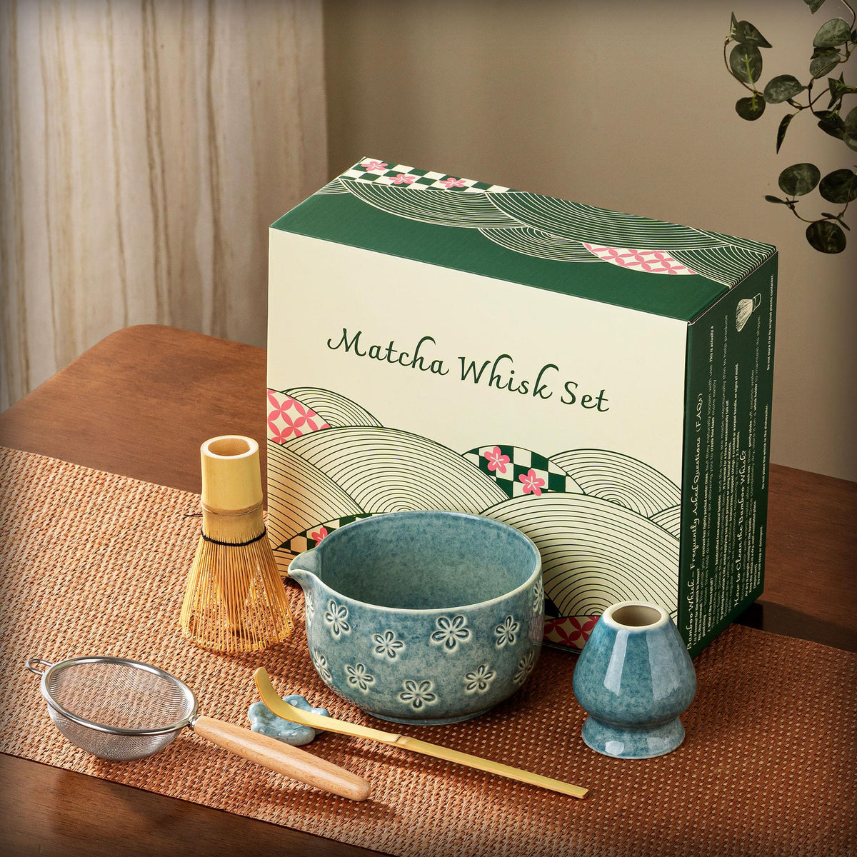 Veraelle Matcha Whisk Set, Ceramic Matcha Set, 6 Pcs Matcha Kit Includes Matcha Bowl, Matcha Whisk
