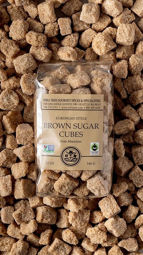 India Tree Brown Sugar Cubes from Mauritius - 1.1 lb Pantry Pak - Unrefined Demerara Cane Sugar