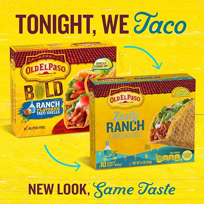 Old El Paso Stand ???Stuff Taco Shells, Zesty Ranch Flavored, Gluten Free Crunchy Corn Taco Shells
