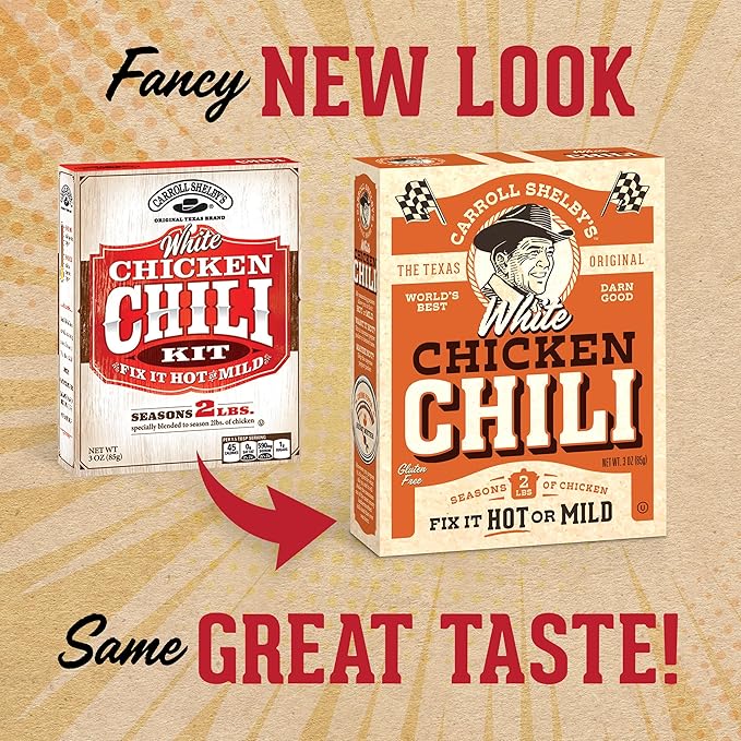 Carroll Shelby's Original Texas Brand White Chicken Chili Kit 3oz Box (Pack of 3)